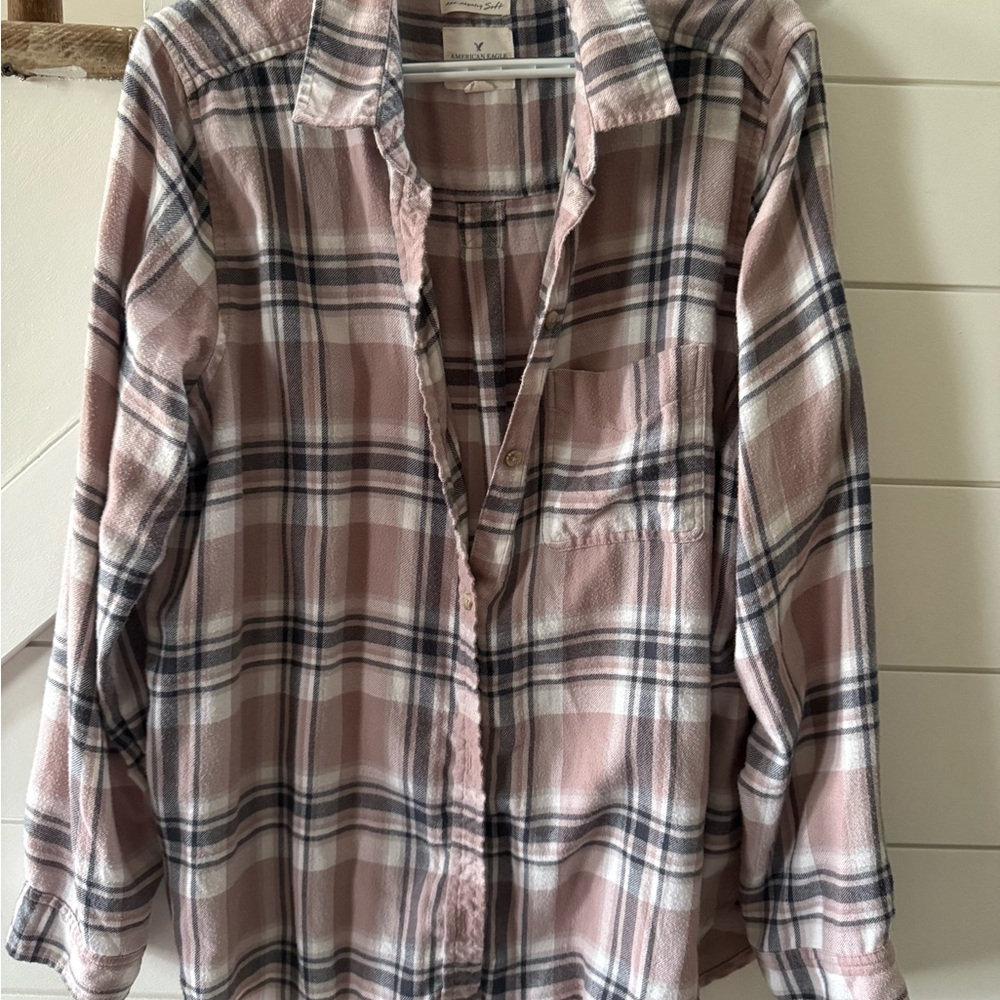 Pink Plaid Button-Up Shirt